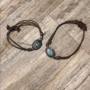 Leather & turquoise bracelets